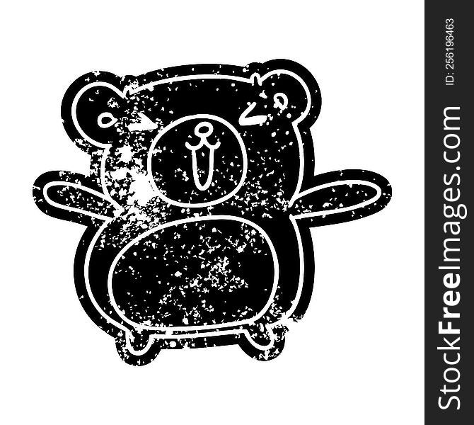grunge distressed icon kawaii cute teddy bear. grunge distressed icon kawaii cute teddy bear