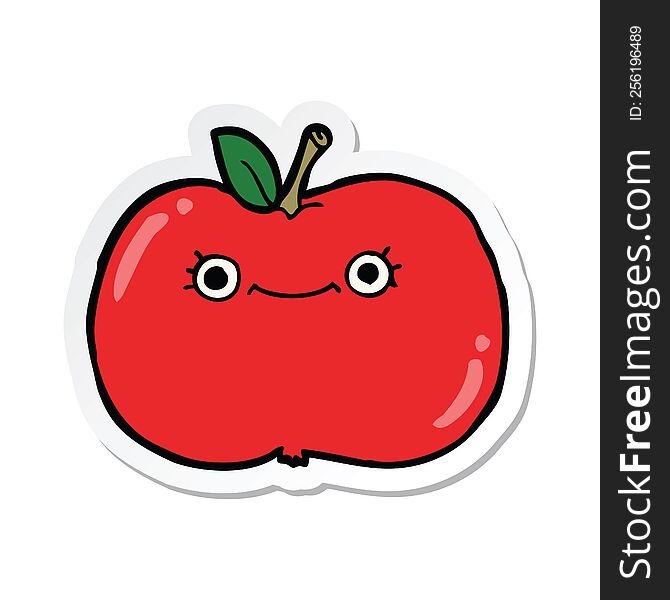 Sticker Of A Cute Cartoon Apple