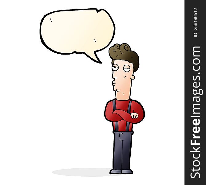 Cartoon Unimpressed Man With Speech Bubble
