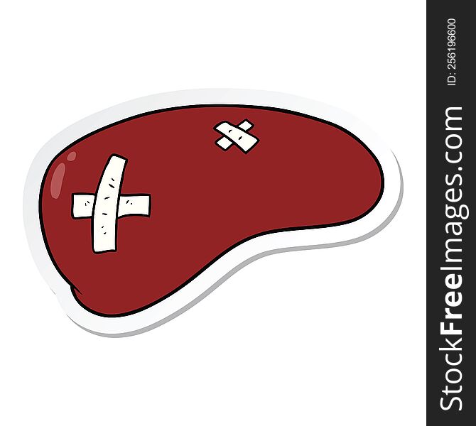 sticker of a cartoon repaired liver