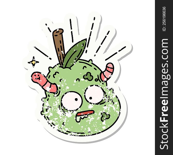 Grunge Sticker Of Tattoo Style Rotten Pear