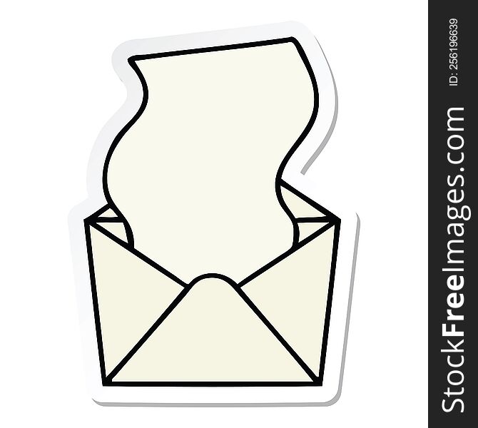sticker of a quirky hand drawn cartoon letter and envelope