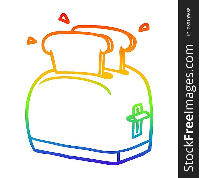 rainbow gradient line drawing toaster toasting bread