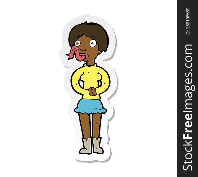 sticker of a cartoon woman with snake tongue
