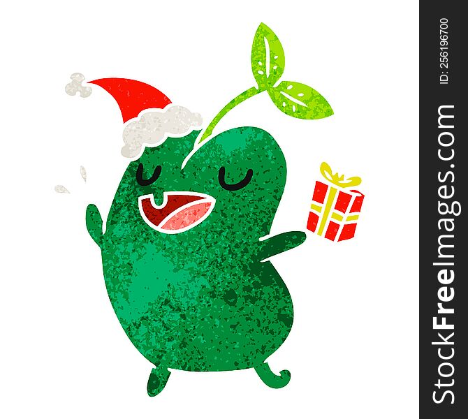 Christmas Retro Cartoon Of Kawaii Seed