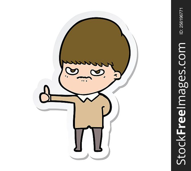 Sticker Of A Angry Cartoon Boy