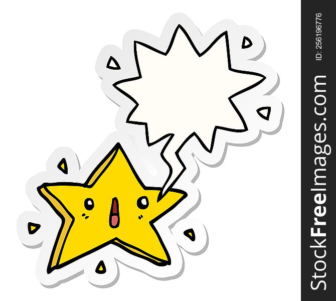 Cute Cartoon Star And Speech Bubble Sticker