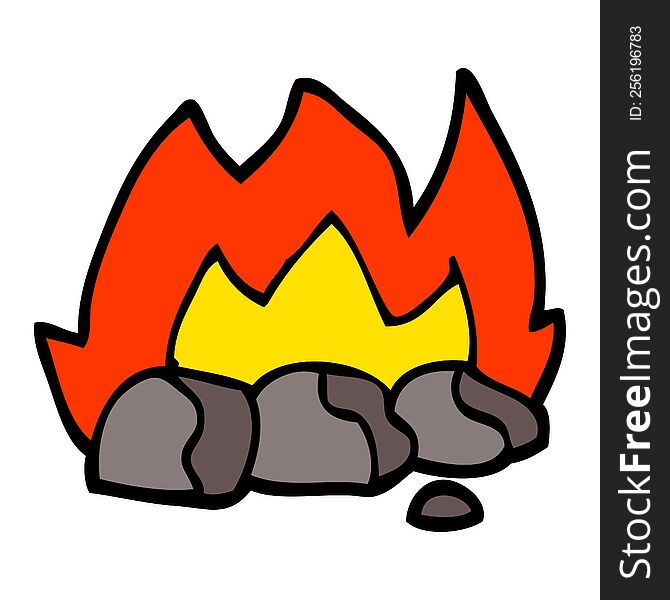 hand drawn doodle style cartoon burning coals