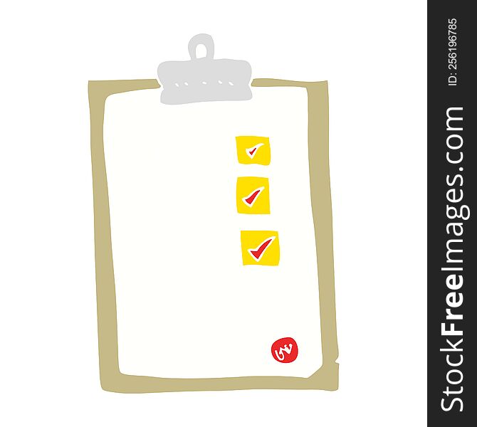 flat color illustration of a cartoon checklist