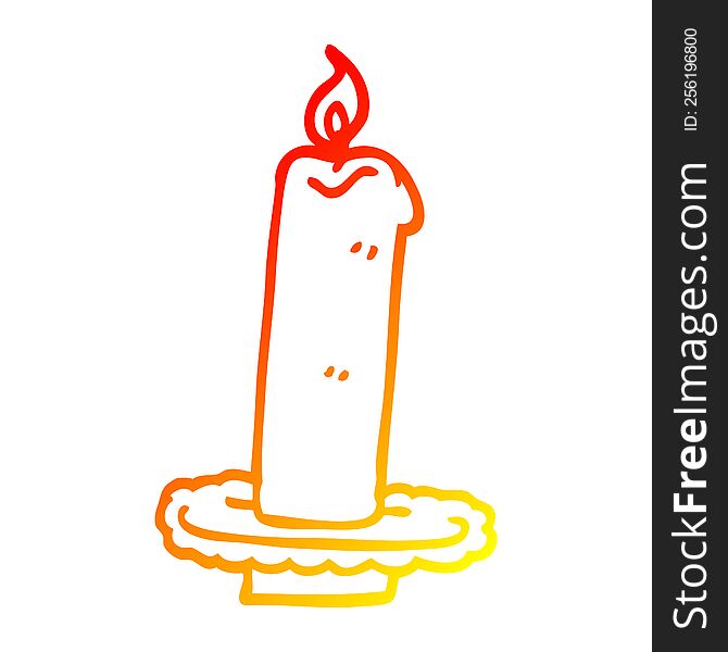 warm gradient line drawing of a cartoon burning halloween candle