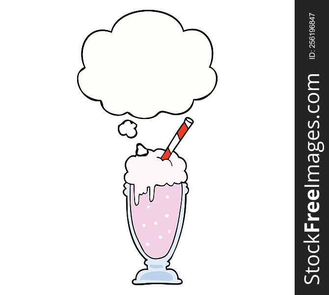 cartoon milkshake with thought bubble. cartoon milkshake with thought bubble
