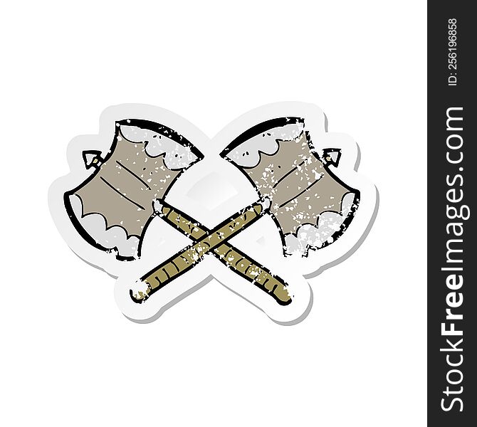 retro distressed sticker of a crossed axes cartoon