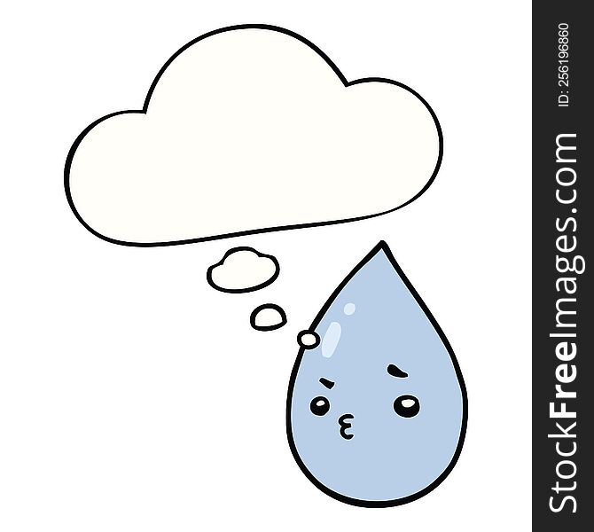 Cartoon Cute Raindrop And Thought Bubble