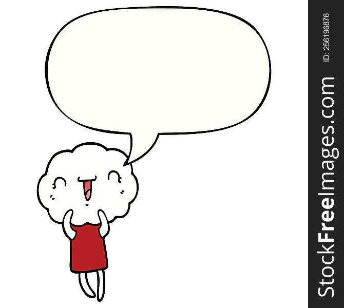 cute cartoon cloud head creature with speech bubble