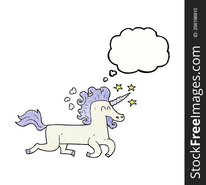 Thought Bubble Textured Cartoon Unicorn