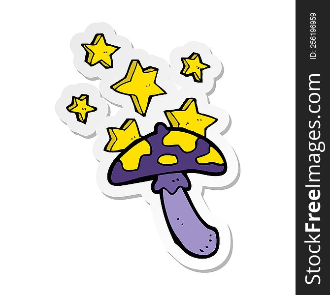 sticker of a cartoon magic toadstool
