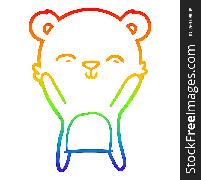 Rainbow Gradient Line Drawing Happy Cartoon Polar Bear
