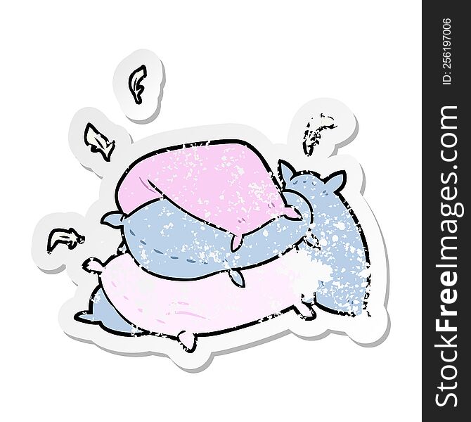 distressed sticker of a cartoon pillows