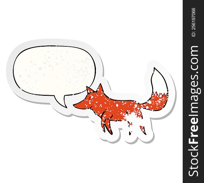 Cartoon Wolf And Speech Bubble Distressed Sticker