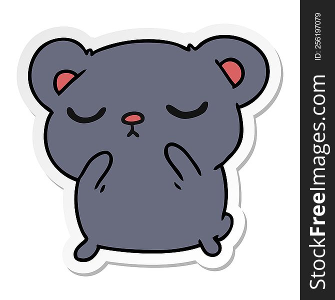 freehand drawn sticker cartoon of a cute bear