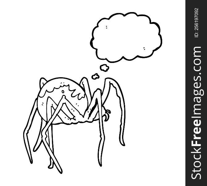 freehand drawn thought bubble cartoon creepy spider