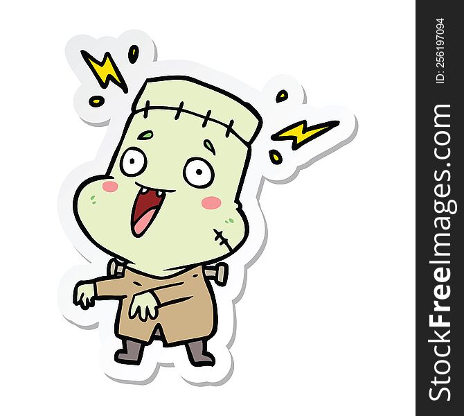 Sticker Of A Cartoon Undead Monster Man