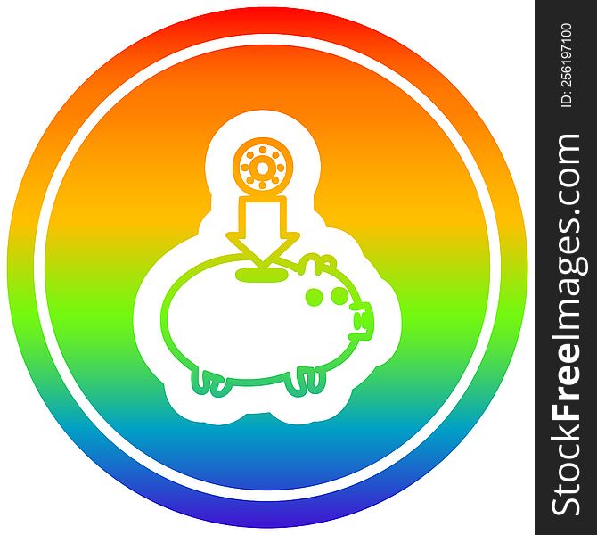 piggy bank circular in rainbow spectrum