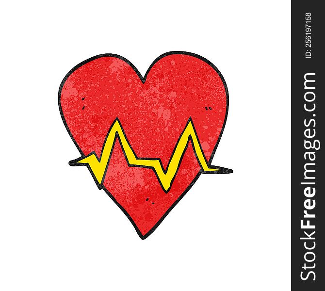 Textured Cartoon Heart Rate Pulse Symbol