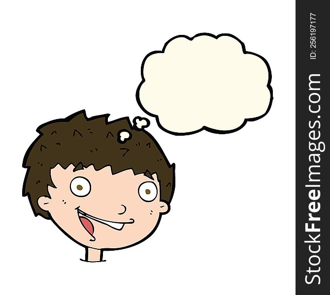 Cartoon Laughing Boy With Thought Bubble