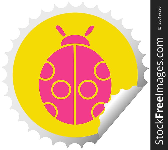 Circular Peeling Sticker Cartoon Lady Bug