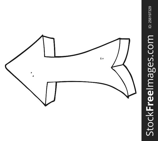 freehand drawn black and white cartoon pointing arrow