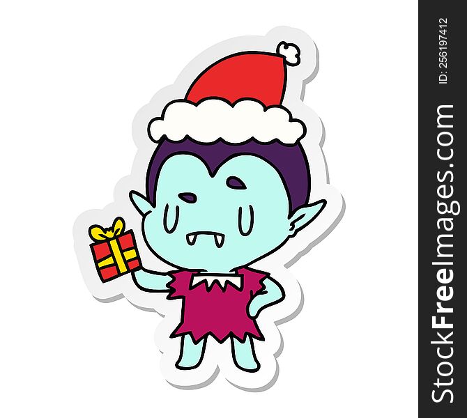 Christmas Sticker Cartoon Of Kawaii Vampire