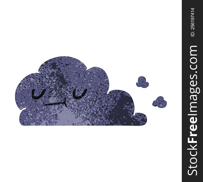 Retro Cartoon Of Kawaii Happy Cloud