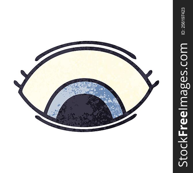 retro illustration style cartoon of a eye looking down