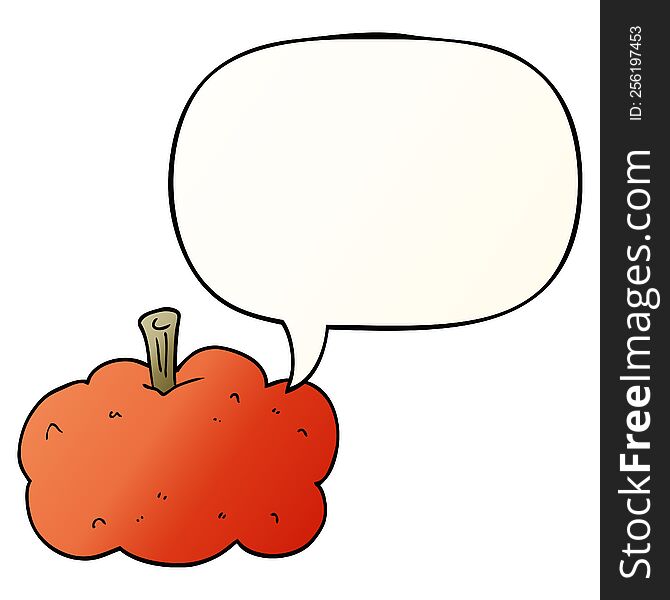 Cartoon Pumpkin And Speech Bubble In Smooth Gradient Style