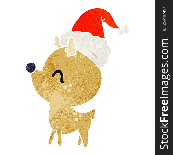 Christmas Retro Cartoon Of Kawaii Deer