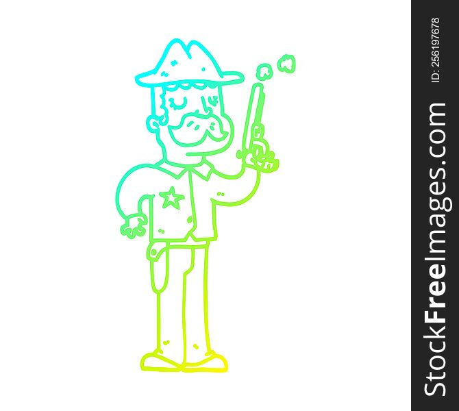 cold gradient line drawing of a cartoon sheriff