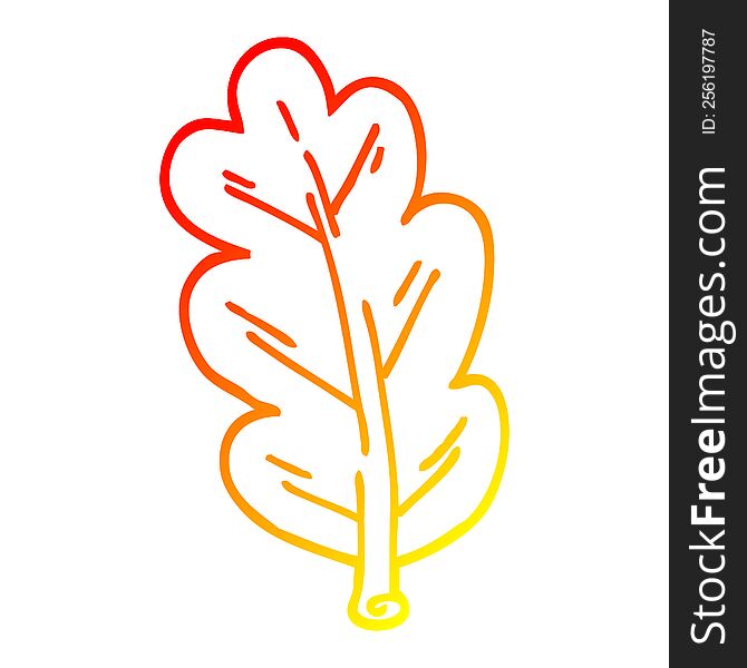 warm gradient line drawing of a cartoon leaf