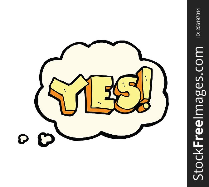 cartoon yes symbol with thought bubble
