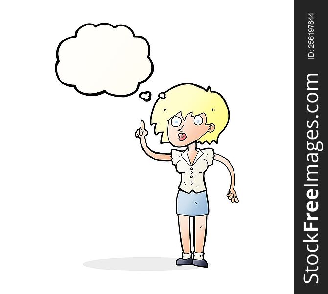 Cartoon Woman With Question With Thought Bubble