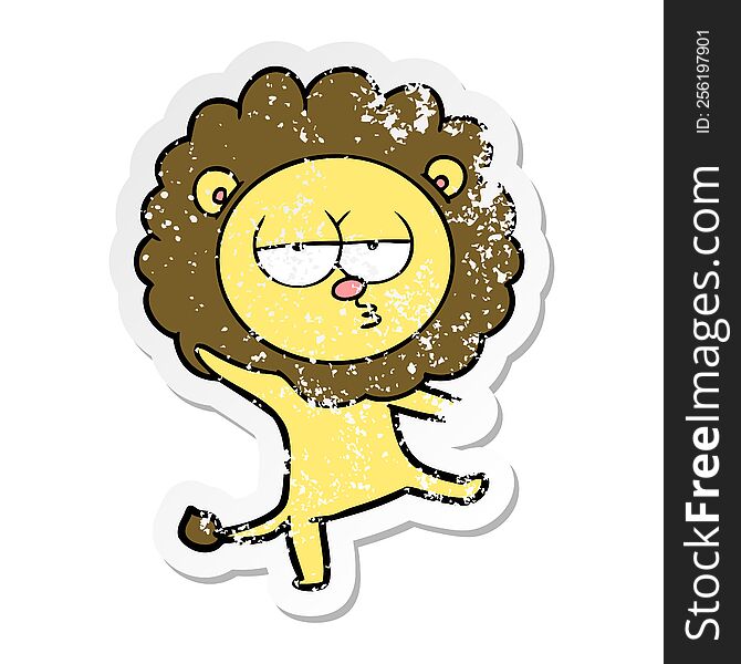 Distressed Sticker Of A Cartoon Dancing Lion