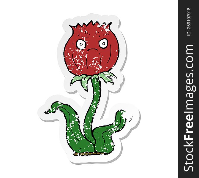 distressed sticker of a cartoon thistle