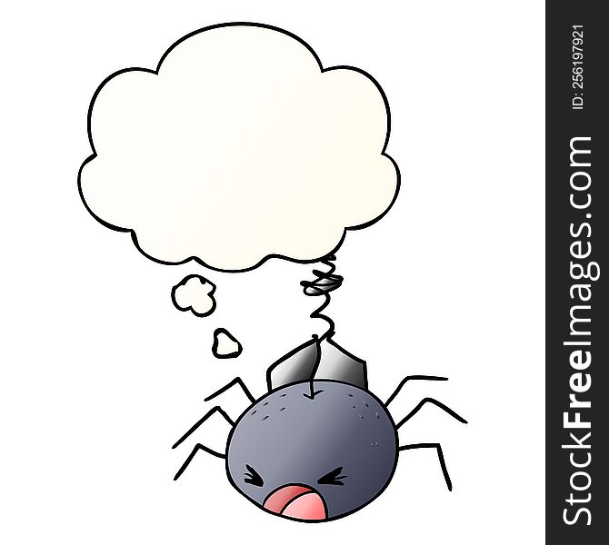 cartoon spider and thought bubble in smooth gradient style