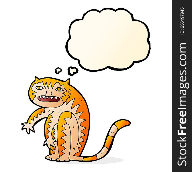 cartoon tiger with thought bubble