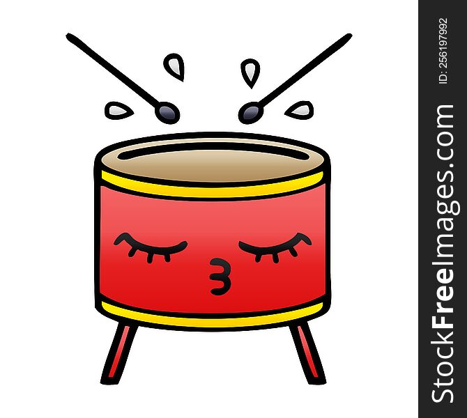 gradient shaded cartoon of a drum. gradient shaded cartoon of a drum