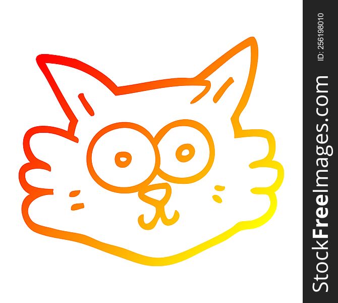warm gradient line drawing cartoon cat face