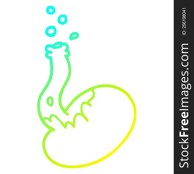 cold gradient line drawing of a cartoon bubbling chemicals