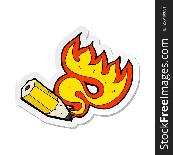 Sticker Of A Cartoon Red Hot Pencil