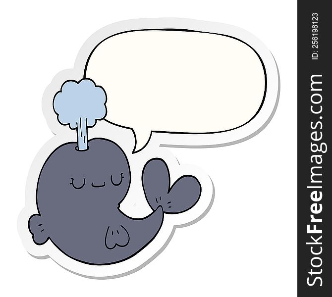 cute cartoon whale with speech bubble sticker