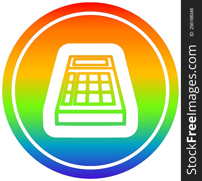 math calculator circular icon with rainbow gradient finish. math calculator circular icon with rainbow gradient finish